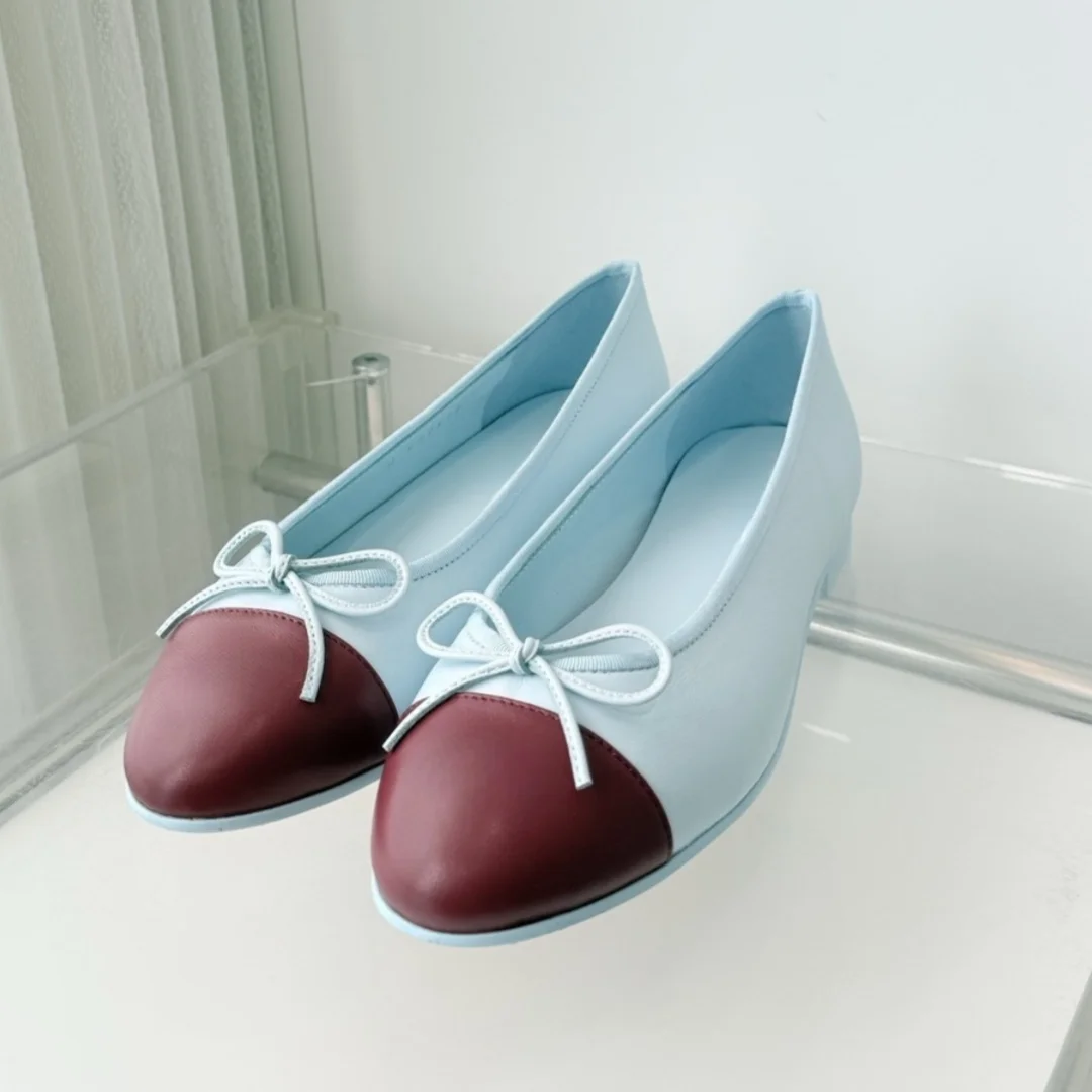 Luxury Brand Women's Ballet Flats Dance Shoes Low-heel Shoes Bow-Detail Outdoor Hiking Shoes Materials Sheepskin Minimalist