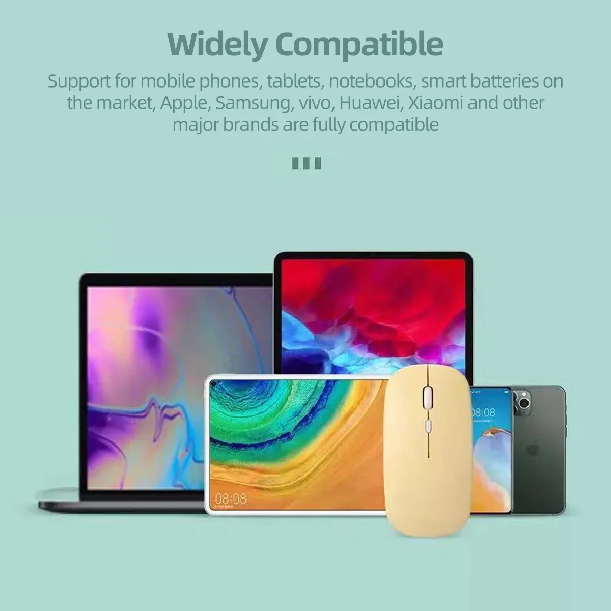 Souris Bluetooth pour ordinateur portable, batterie sans fil, pour iPad, Samsung, Huawei, Lenovo, Android, Windows, tablette