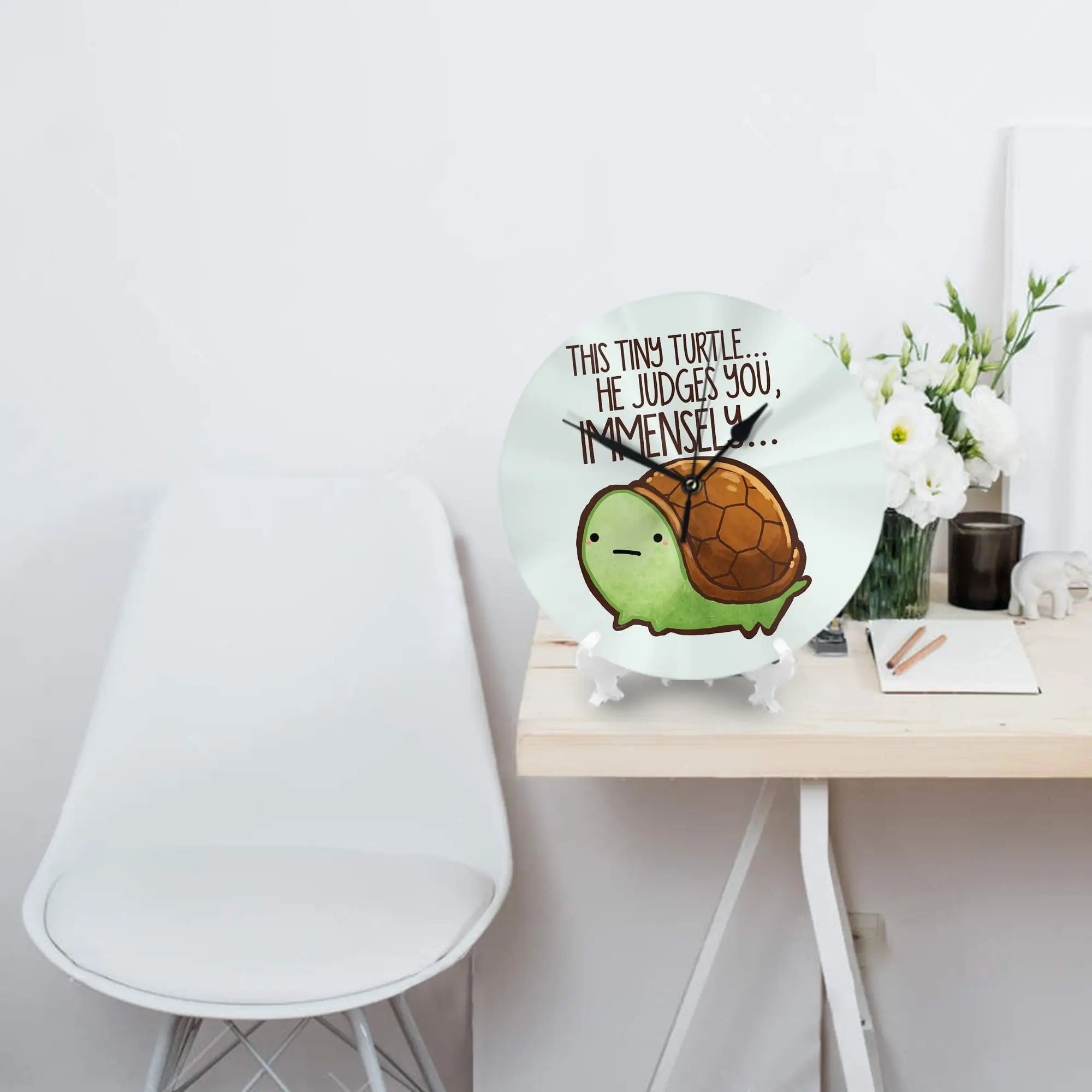 

Эта черепаха.. он судит тебя. Настенные часы Украшение комнаты Бесшумные круглые часы для спальни Гостиная Кухня Дома