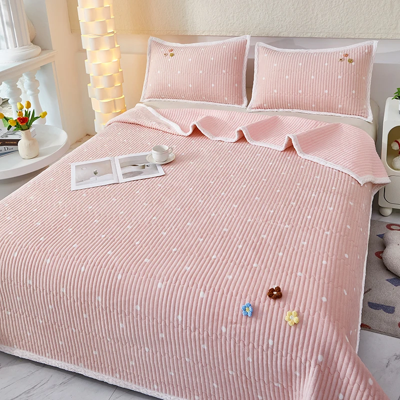 

New Bed Covers Milk Velvet Cover Bed King Size Hot Sale A-class Bedcover 2025 Queen Bedding Grade Solid Washed Cotton Blanket