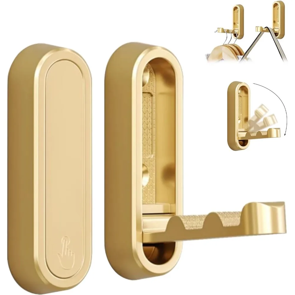 

Folding Coat Hooks, Foldable Gold Wall Hooks Heavy Duty Foldable Hook Bathroom Towel Hooks Robe Hooks Wall Mounted for Hanging C