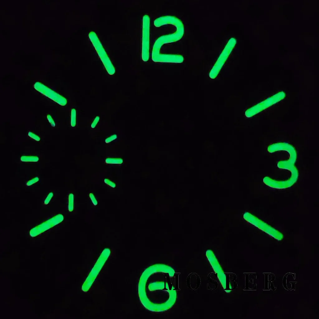 37mm Watch Dial For ETA 6497 Seagull ST36 Green Luminous With Date Window Watch Faces Automatic Movement