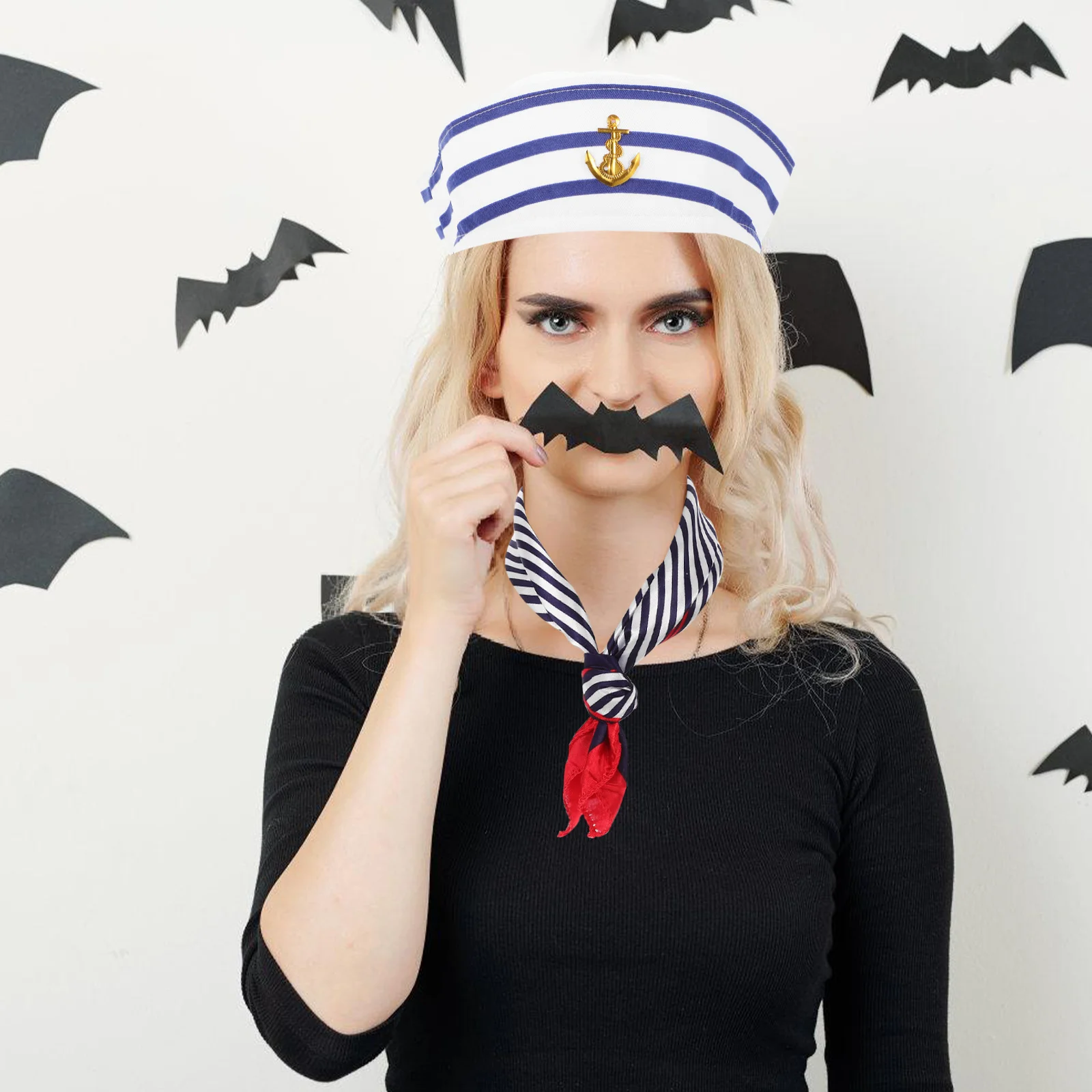 

1 комплект, шляпа моряка, шарф, классический морской костюм, аксессуар для косплея, вечерние, на открытом воздухе, косплей, матросские шляпы