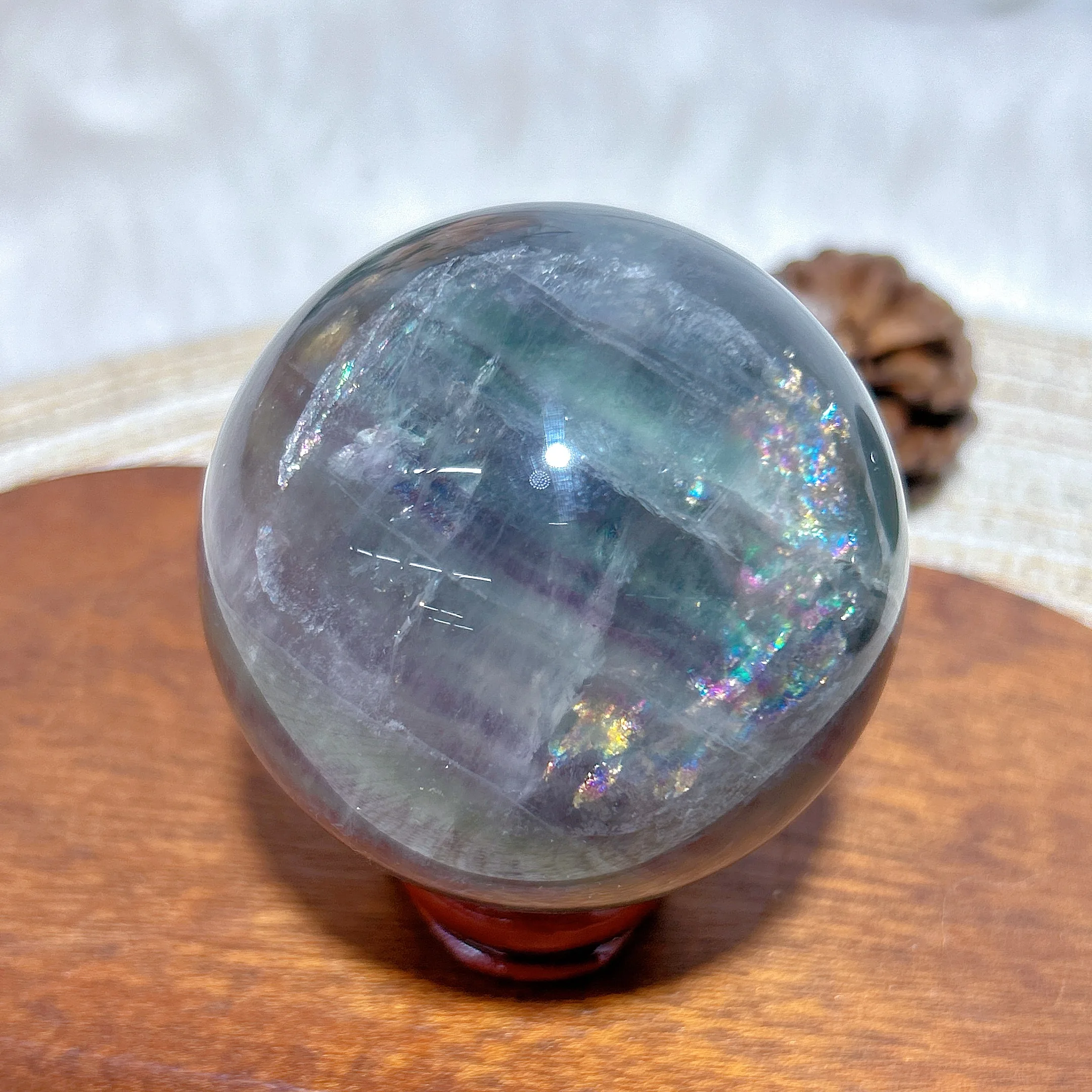 

Healing Natural Crystals Rainbow Flashy Fluorite Sphere Polished Ball High Quality Energy Home Decorations Room Derco Gift