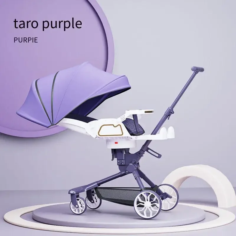 Four Wheel Stroller High Landscape Lightweight Folding Travel Stroller Two-way Swivel Seat Shock Absorption Baby Stroller