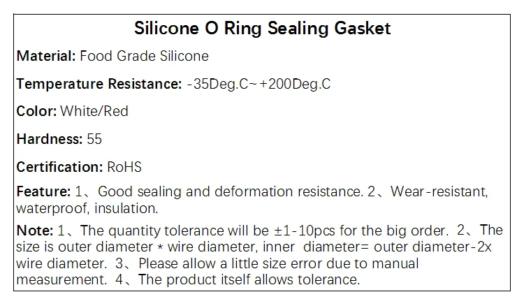 10pcs Thickness 2/2.4/3/4mm White Rubber Seal Ring OD 5-80mm Heat-Resistant Food Grade Silicone O-Ring