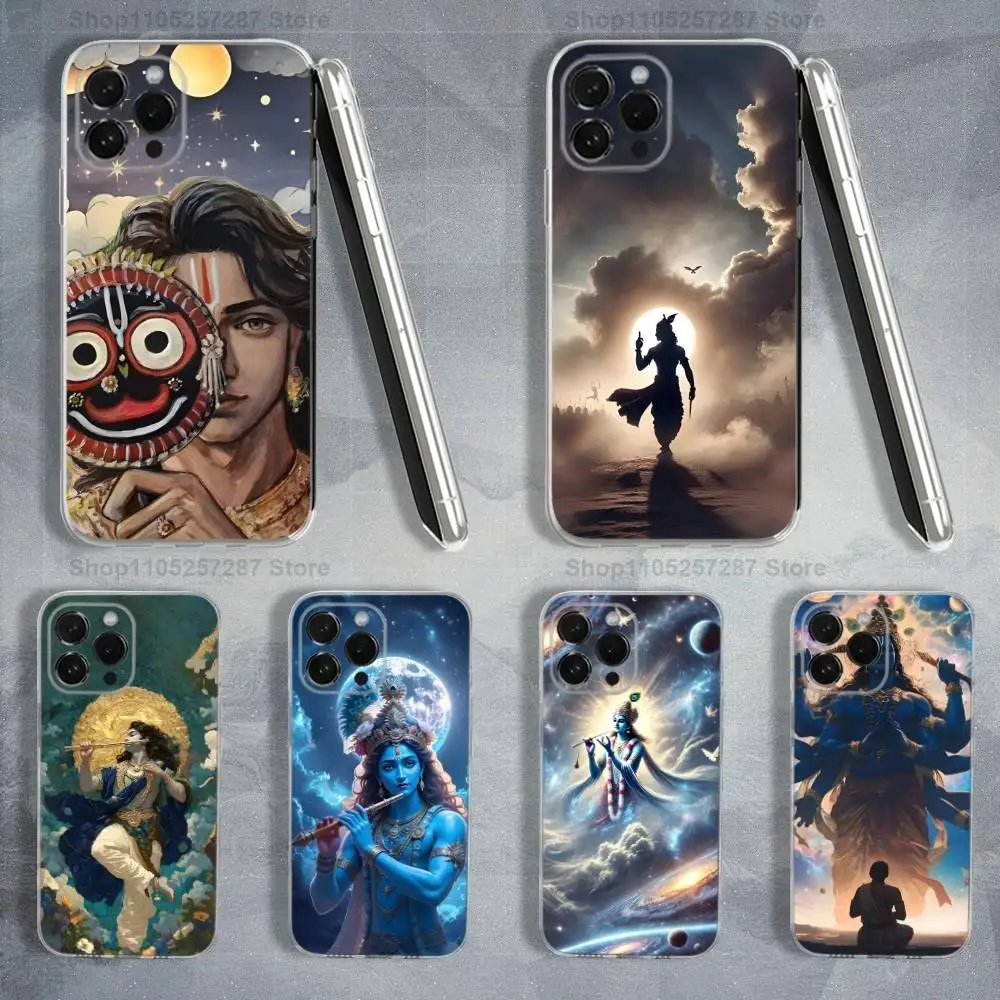 

God Lord Krishna Indian Phone Case For iPhone,14,13,XR,SE,12,15,Pro,Max,Plus,11,17,16,X,XS,Mini Transparent Soft Cover