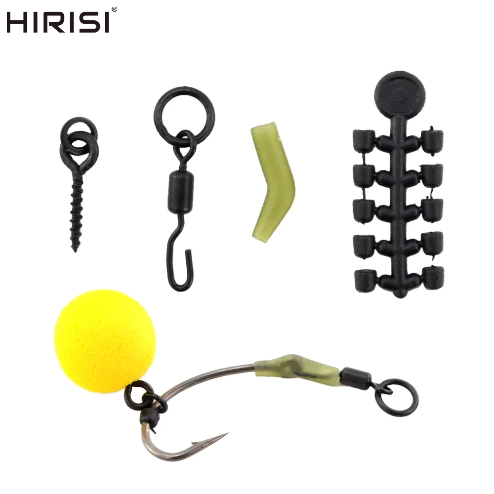 Hirisi 10set Carp Fishing Swivel Quick Change Fishing Anti Tangle Sleeves 20pcs Rubber Beads for Fish Hook Fishing Accessories