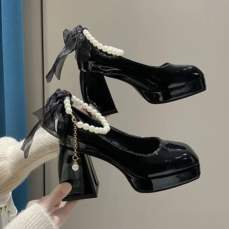 2024 Scarpe per le donne Tacchi alti Mary Jane Scarpe Pompe Nuove signore Bianco Donna Tacchi Scarpe con plateau Tacchi da donna Zapatos De Mujer