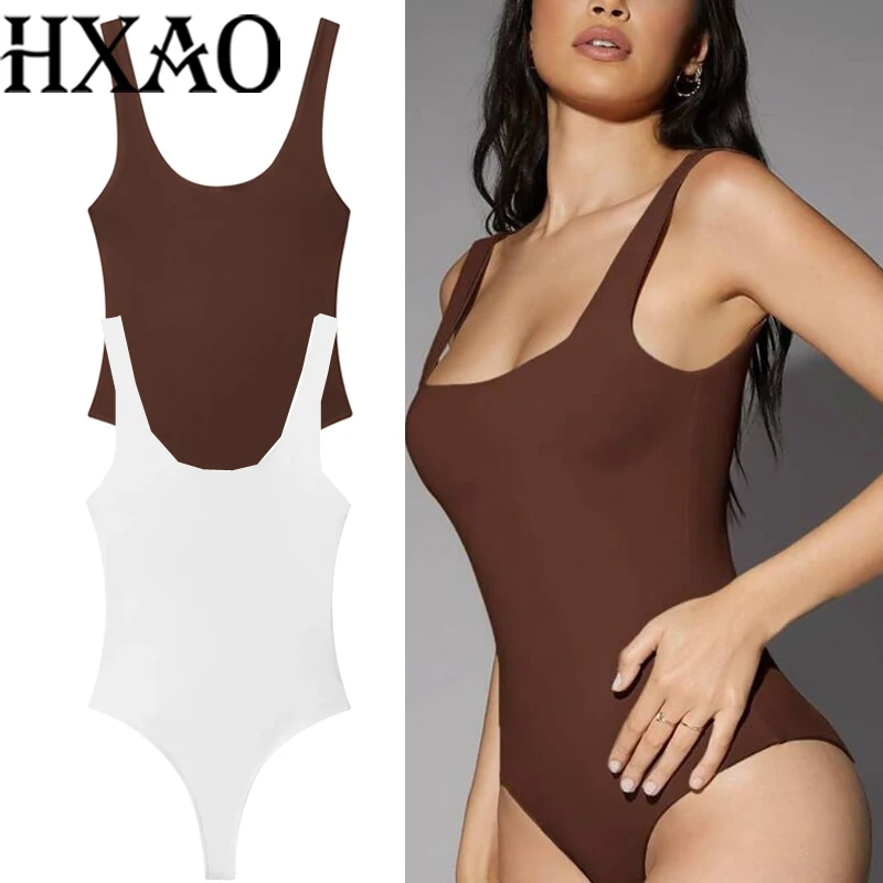 

HXAO Bodysuit Women Slip Slimming Body Summer Corset Brown Body Sexy Leopard Print One Piece Swimsuits Backless White Bodysuit