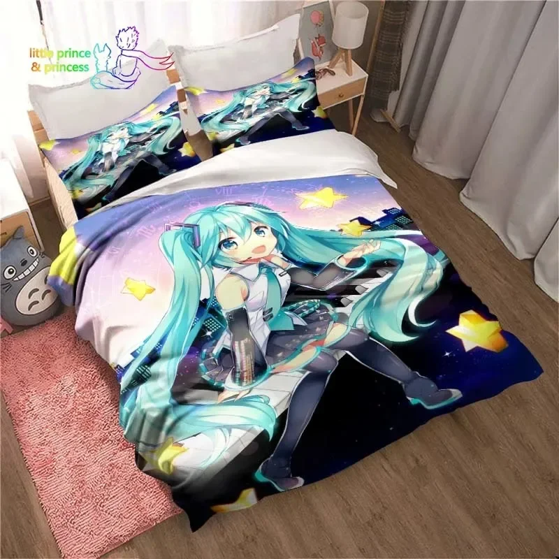 Japanese Kawaii Anime Miku Bedding Set Single Twin Full Queen King Size Bed Set Aldult Kid Bedroom 3D Print