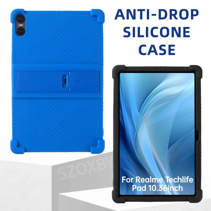 

Чехол для планшета Realme Techlife Pad 10,36 дюйма, защитный силиконовый регулируемый чехол-подставка, противоударный 4-угольный чехол