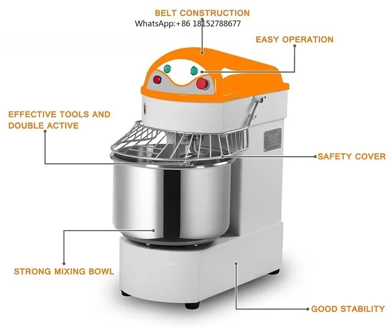 20l 30l 40l 50l  Double Speeds Bread Dough Mixer Stainless Steel Impastatrice Dough Mixer 10kg