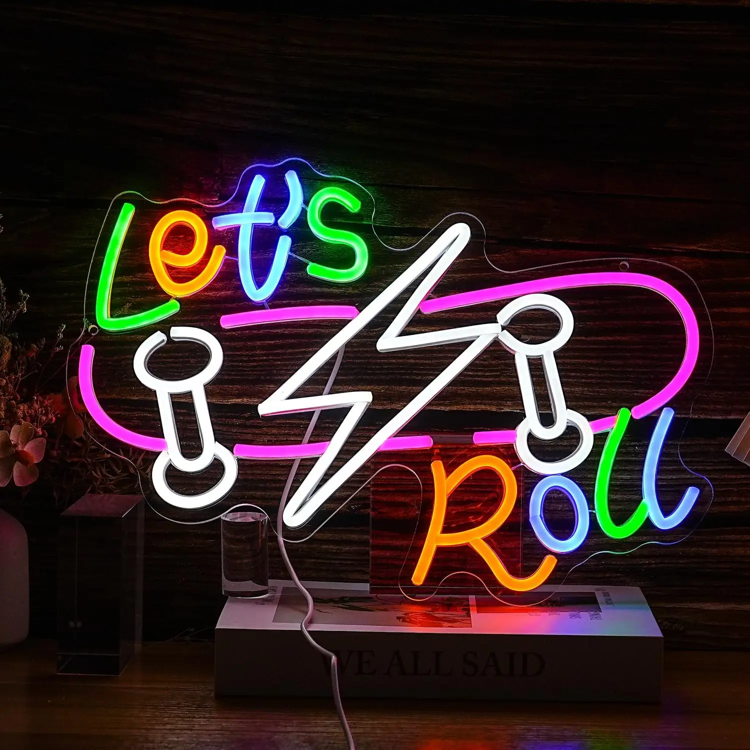 

Let’s Roll Neon Sign Dimmable Neon Lights for Bedroom Skateboard Club Man Cave Sports Party Decor Aesthetics Draw Birthday Gifts