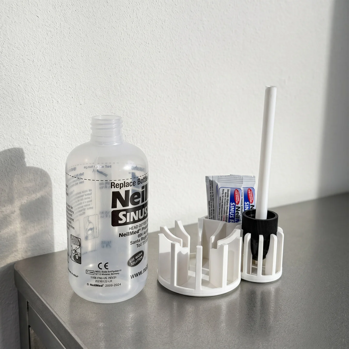 Drying and Storage Stand/Base for NeilMed Nasal Rinse Bottle – Minimalist Organizer & Drying Rack