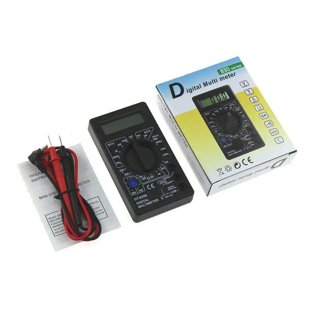 DT830B LCD Digital Multimeter 750/1000V Voltmeter Ammeter Ohm Tester High Safety Handheld Meter Digital Multimeter