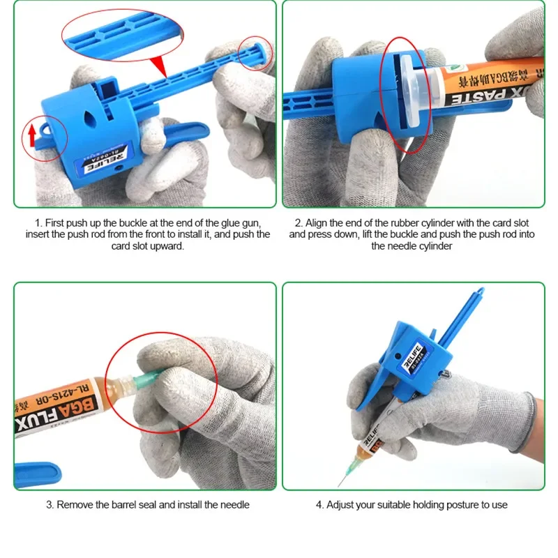 Imagem -04 - Relife Manual Glue Needle Booster Seringa Oil Welding Paste Flux Propulsion Ferramenta Acessório 10cc Rl062a Rl-062b Rl-062c