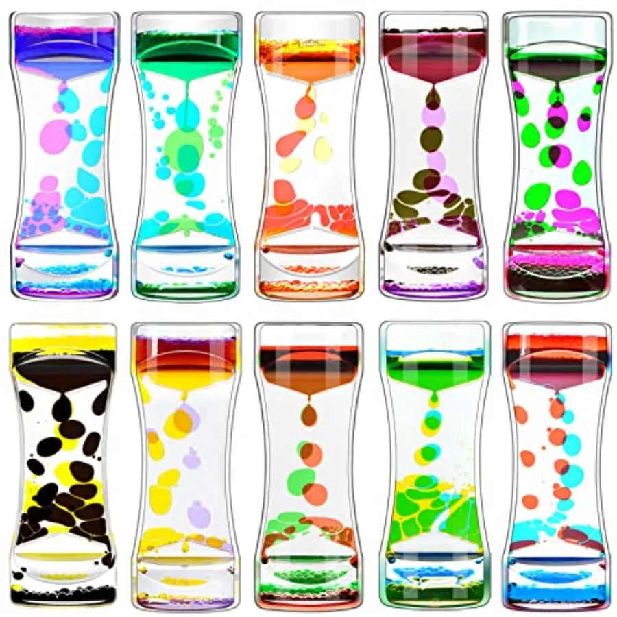 

Liquid Motion Bubbler Timer of Great Desktop Colorful Hourglass Liquid Bubbler Small Calming Relaxing Toys Sensory Anxiety Auti