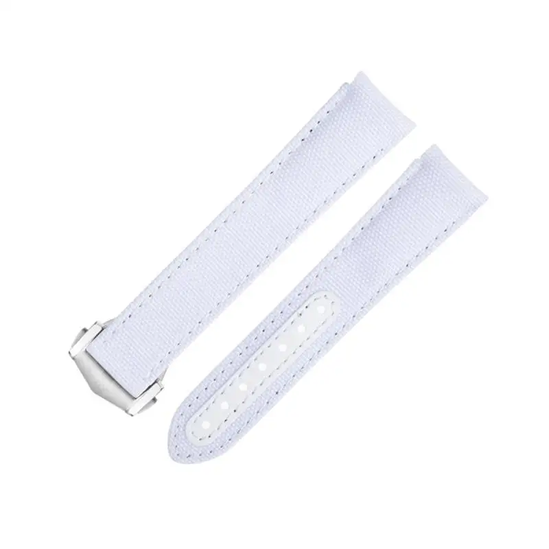 HAODEE 20mm Curved End Watch Band For Omega Strap For AT150 Seamaster 300 Planet Ocean De Ville Speedmaster New White High