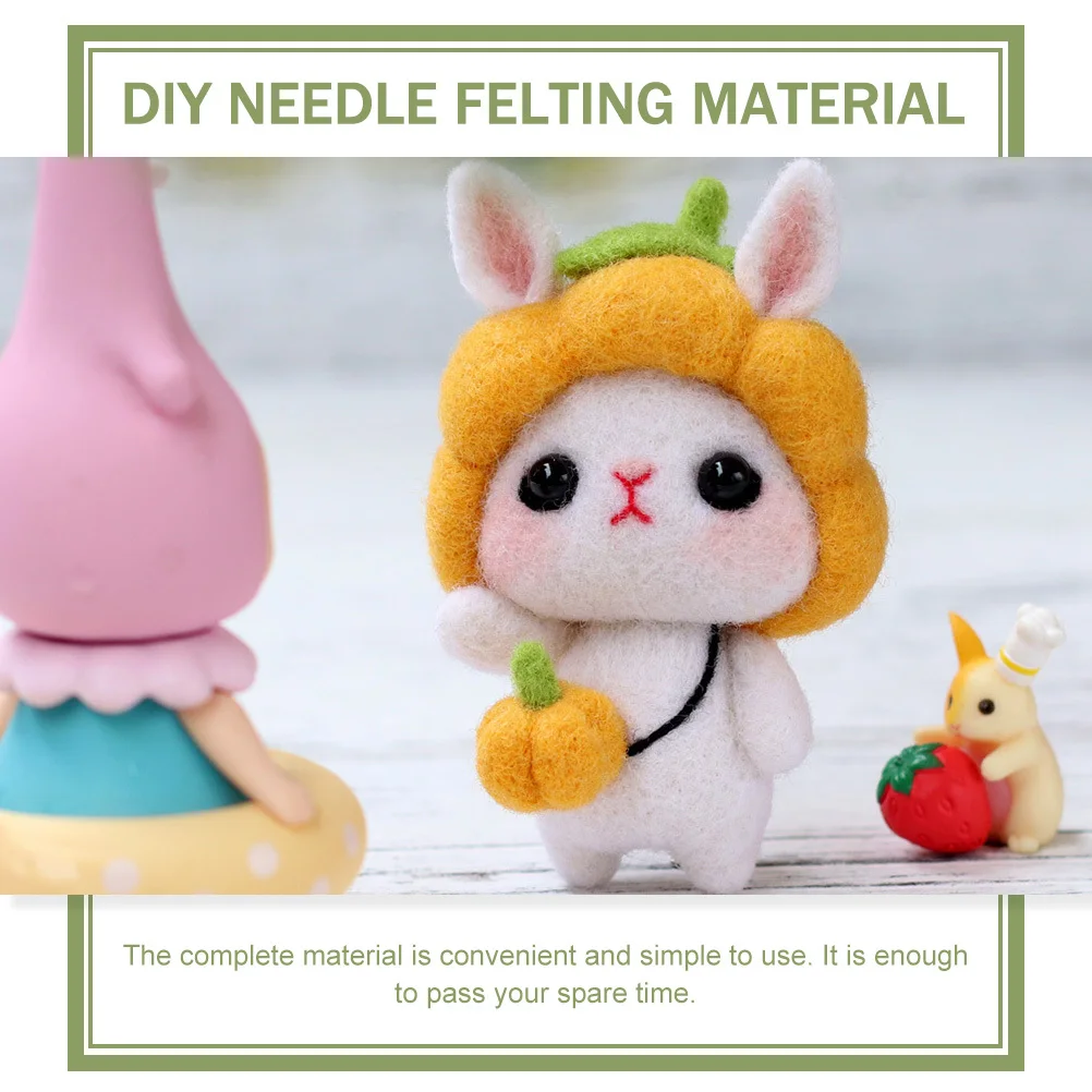 

3Sets Portable Needle Felting Kit Bunny Wool Felt DIY Craft Materials Set Convenient Handmade Felting Tools for