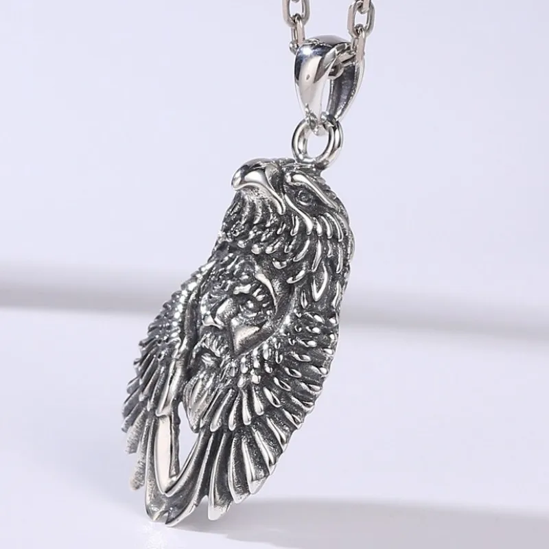 100% S925 Sterling Silver Pendants for Men Women New Fashion Chief-face of Tribe Eagel Feather Argentum Amulet Punk Jewelry