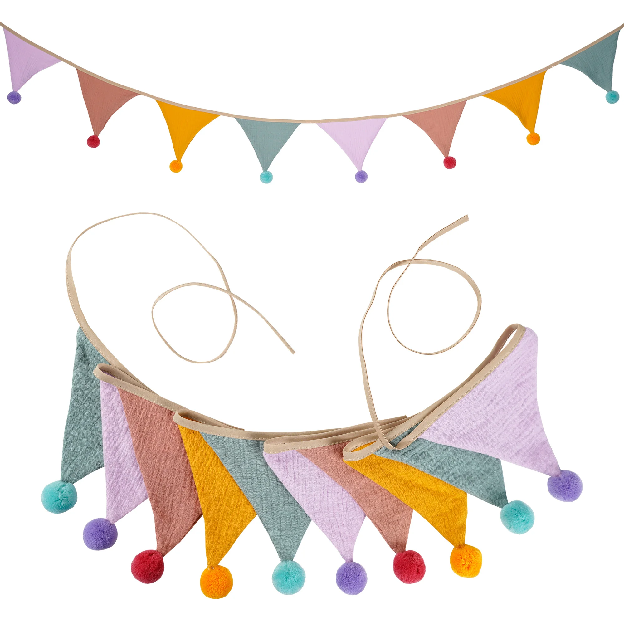 2,6 m/8,5 ft Kindergarten Stoff Bunting 10 Dreieck Wimpel Flaggen mit Kugeln Party Decor Banner Home Baby Dusche Karneval Girlande – Detail 34