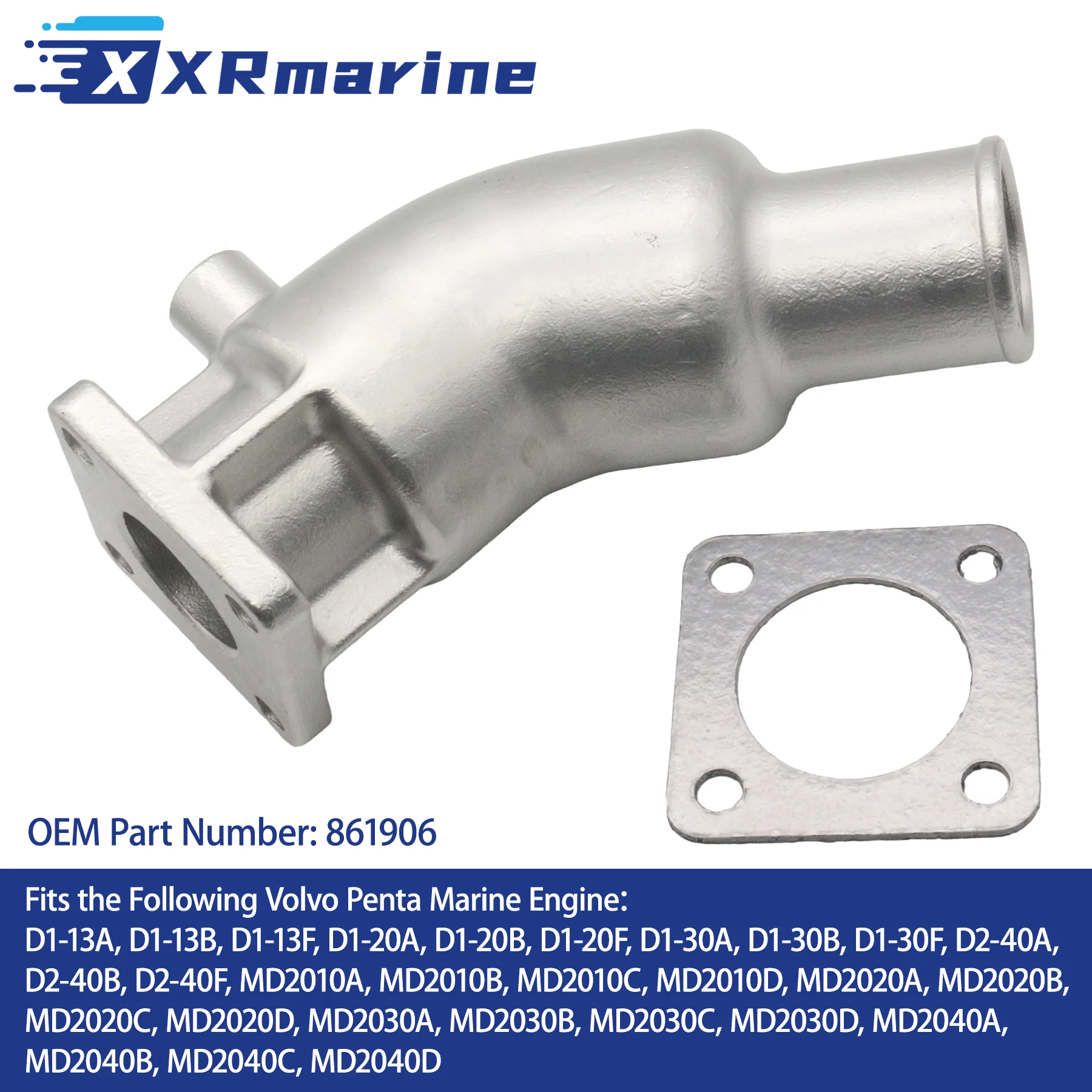 

861906 Boat Engine Parts Stainless Steel Exhaust Pipe Mixing Elbow for Volvo Penta MD2010 MD2020 MD2030 MD2040 D1 D2 Motors