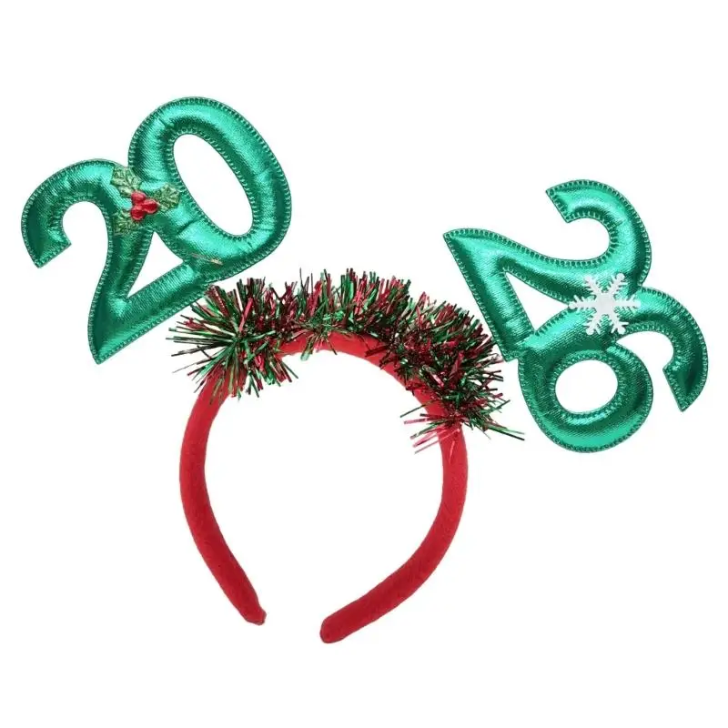 39BD 2026 Schimmernder Neujahrs-Kopfschmuck, Feiertagsparty-Haarreif mit gepolsterter Zahl für Abendpartys und Feiertagsfeiern – Detail 10