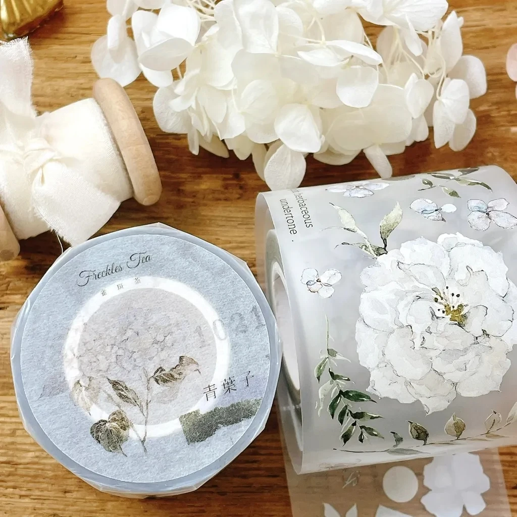 Lentiggini Tea Vol.02 Vintage Green Leaf Washi PET Tape per Planner Card Making DIY Scrapbooking Plan adesivo decorativo