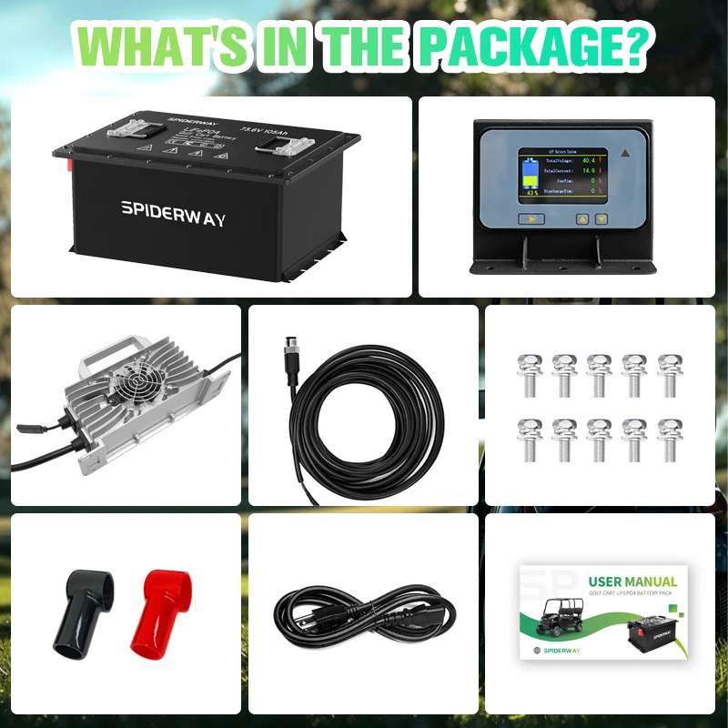 

Литиевая батарея LiFePO4 72В 105Ач с быстрым зарядным устройством 72В 25А для гольф-кара GEM ICON