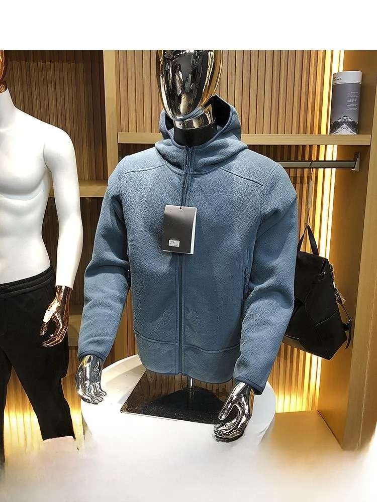 

Double-Sided Fce Windproof Warm Hooded Jaet Outerwear for Men Casual Outdoor Autumn Winter Thiened Long Sve Coat