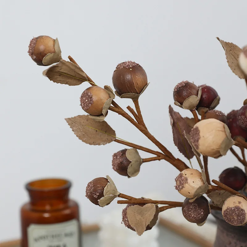 Lebensechte verwelkte Zweige Beere künstliche Blumen für Wohnzimmer Hochzeit Dekor gefälschte Blumen Weihnachten Party Tisch Vase Dekor – Detail 4