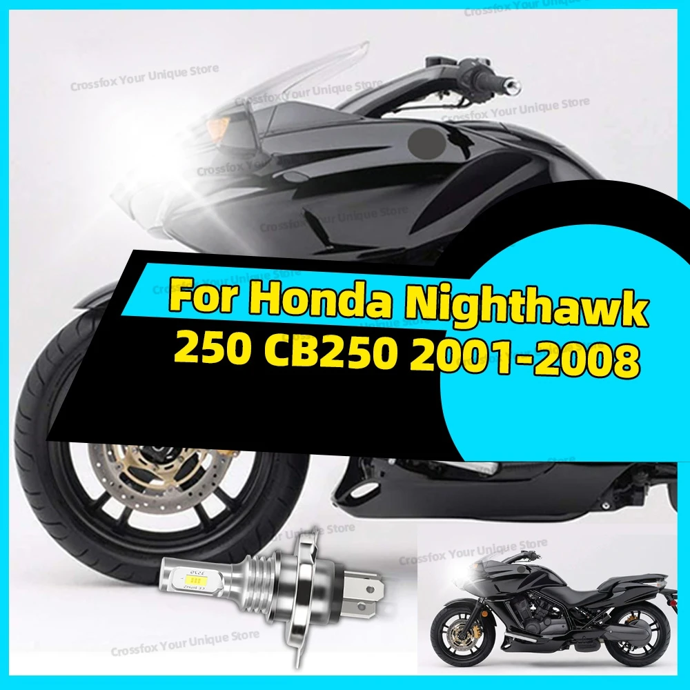 1 unidad de luz de motocicleta para Honda Nighthawk 250 CB250 2001-2008 blanco H4 9003 bombilla LED para faro de motocicleta 6000K haz alto