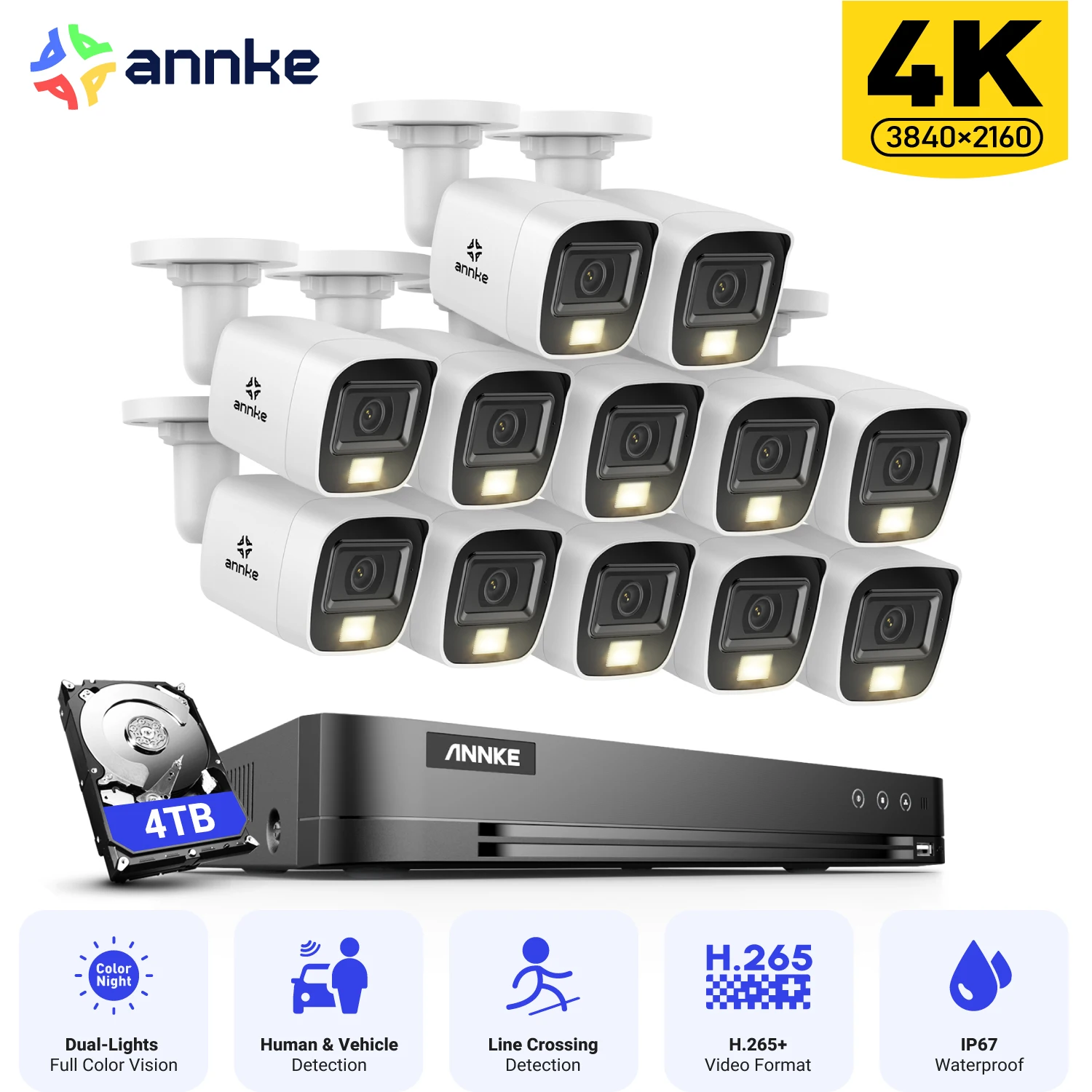 

ANNKE 4K Ultra HD 16CH H.265+ DVR CCTV Camera Security System 8MP Outdoor Night Vision Video Surveillance Kits