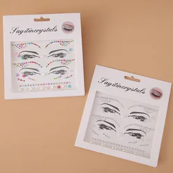 Pegatinas de tatuaje de perlas acrílicas desechables, decoración facial de maquillaje de máscaras, pegatinas de ojos de frente de diamantes para niñas