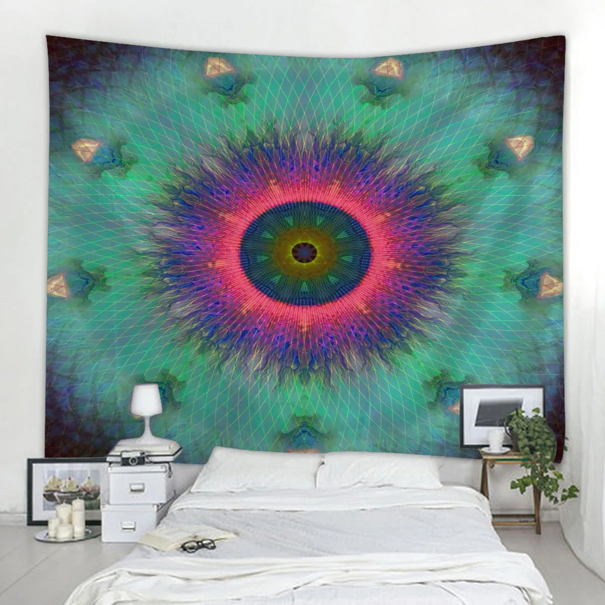 Geometric fractal tapestry wall hanging flower peacock art wall decoration blanket yoga mat sofa sheet room aesthetic decoration