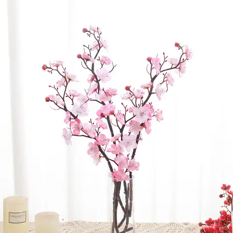 Spring Plum Blossom Artificial Flowers Peach Blossom Branch Silk Home Wedding Party New Year Accessories Almond Flowers Decor