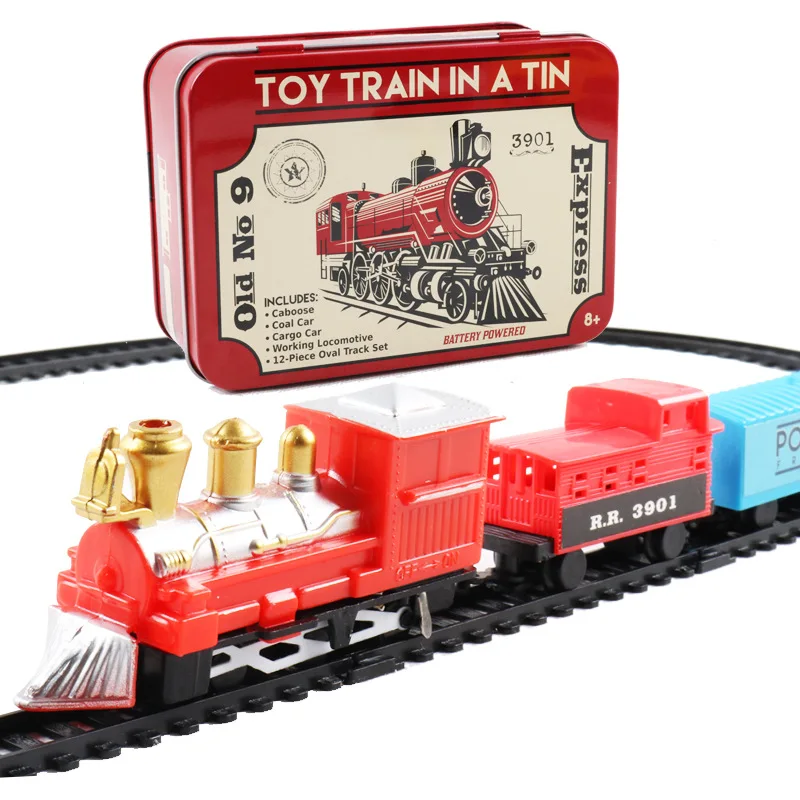 

Toy Track Train Set In A Tin Classical Simulation Electric Railway Set Christmas Gift Educational Toy For Children B151