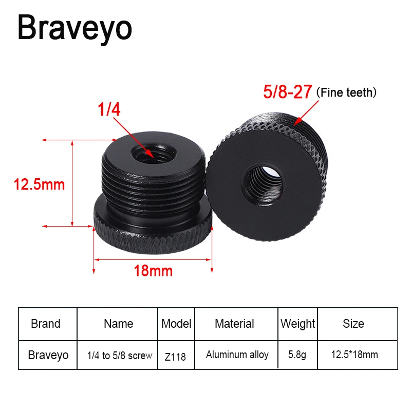 1/4 3/8 to 5/8-27 Microphone Bracket Conversion Screw Fine Thread Camera Tripod Photography Accessory Adapter MIC Holder Screw