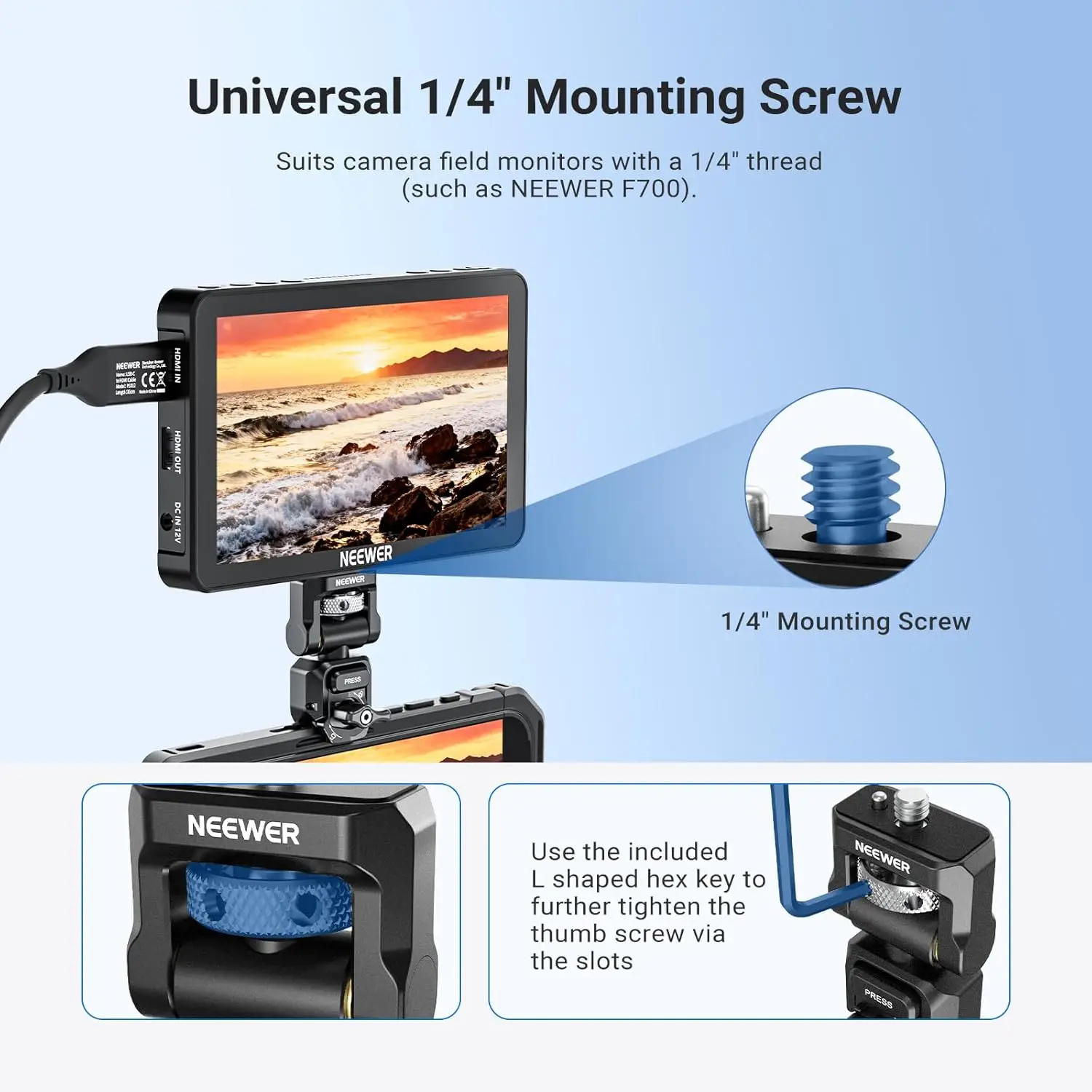 NEEWER Quick Release Monitor Mount for Phone Cage, Video Rig Stabilizer Mobile Photography Accessories Holder