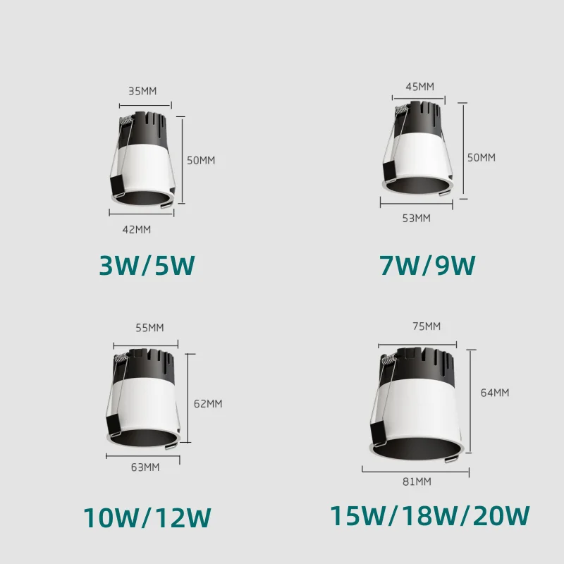 Lampu Sorot LED COB Mini Anti-silau 3W 5W 7W 10W 12W 15W Lampu Downlight LED Dapat Diredupkan 18W 110V 220V Lampu Plafon Untuk Pencahayaan Dalam Ruangan