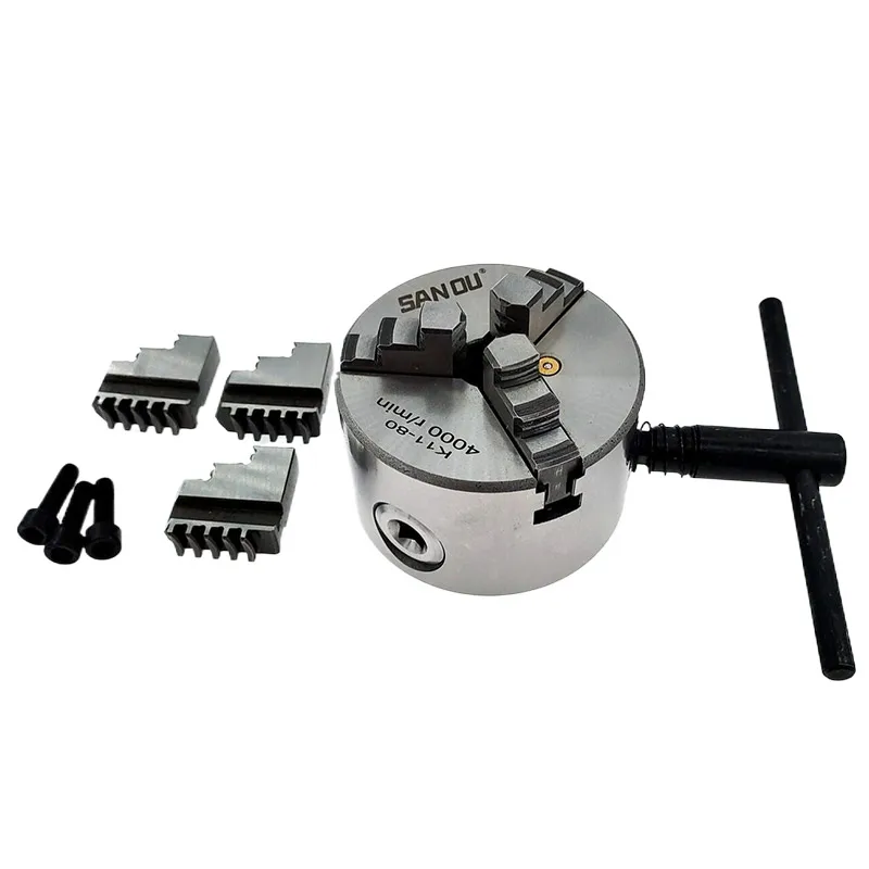 1PCS K11-80 3 Jaws Manual Lathe Chuck With Turning Machine Tools Accessories Lathe Chuck Self-Centering Metal New K12-80 4-Jaw