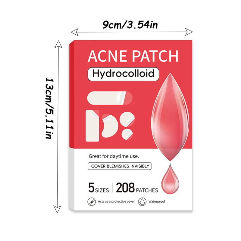 208 Adesivos Invisíveis de Hidrocoloide para Acne, Impermeáveis e Respiráveis, para Cuidados com a Pele, Adesivos Faciais para Espinhas e Manchas