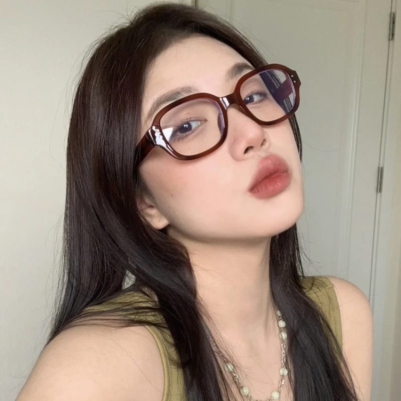 

NEW Retro Red Reading Glasses Coarse Frame Myopia Glasses Women's Fashion Glasses 0 To -3.5