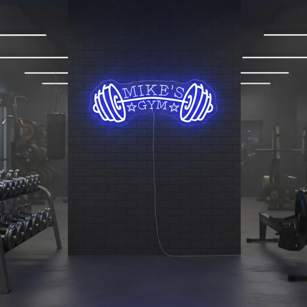 Personalized Gym Neon Sign - Dumbbell LED Neon Light, Fitness Room Wall Decor, Perfect Father's Day Gift for Dad/Man/Boyfriend image 4