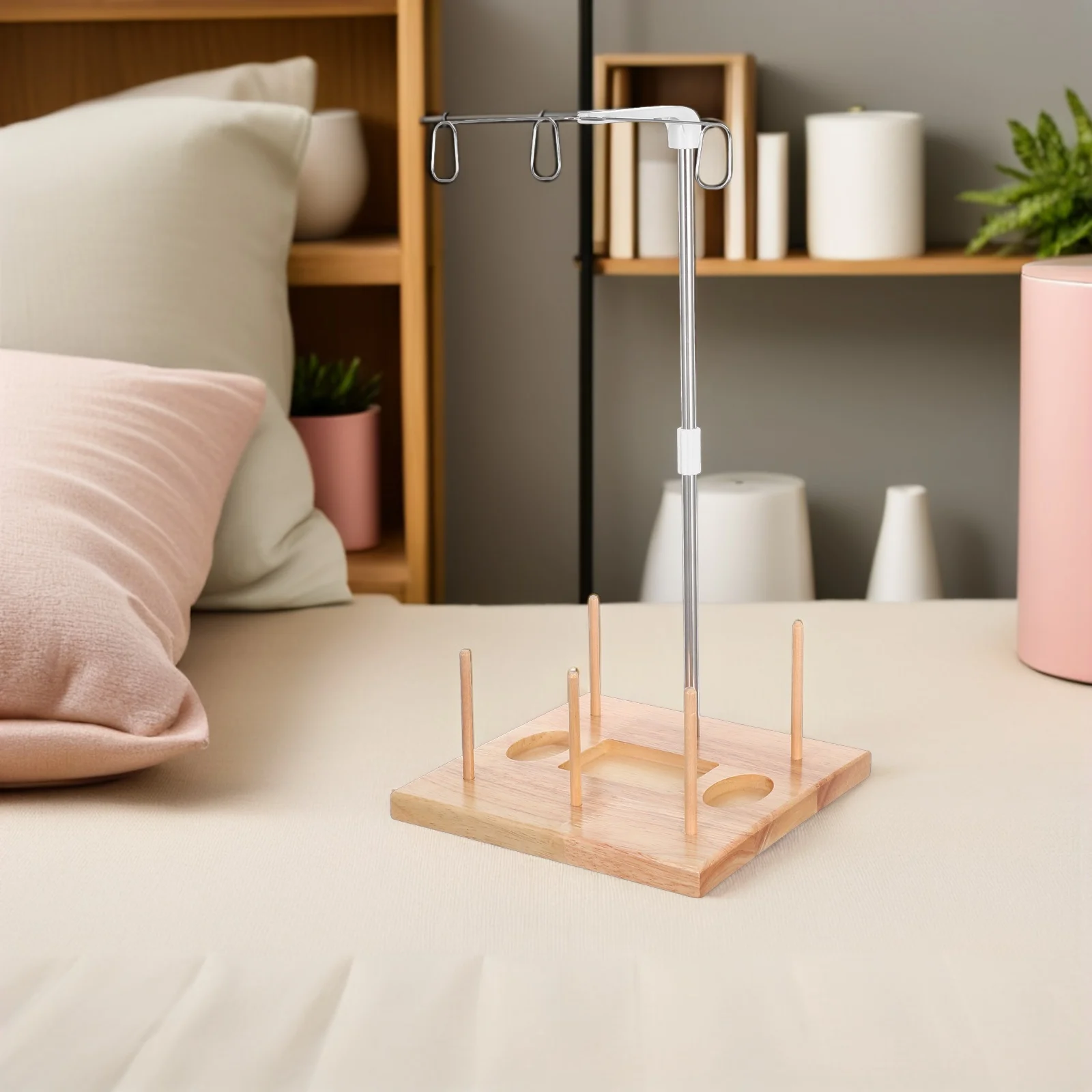 

Natural Wood Sewing Thread Rack Large Spool Holder Stand Compatible Various Machines Smooth Dispensing