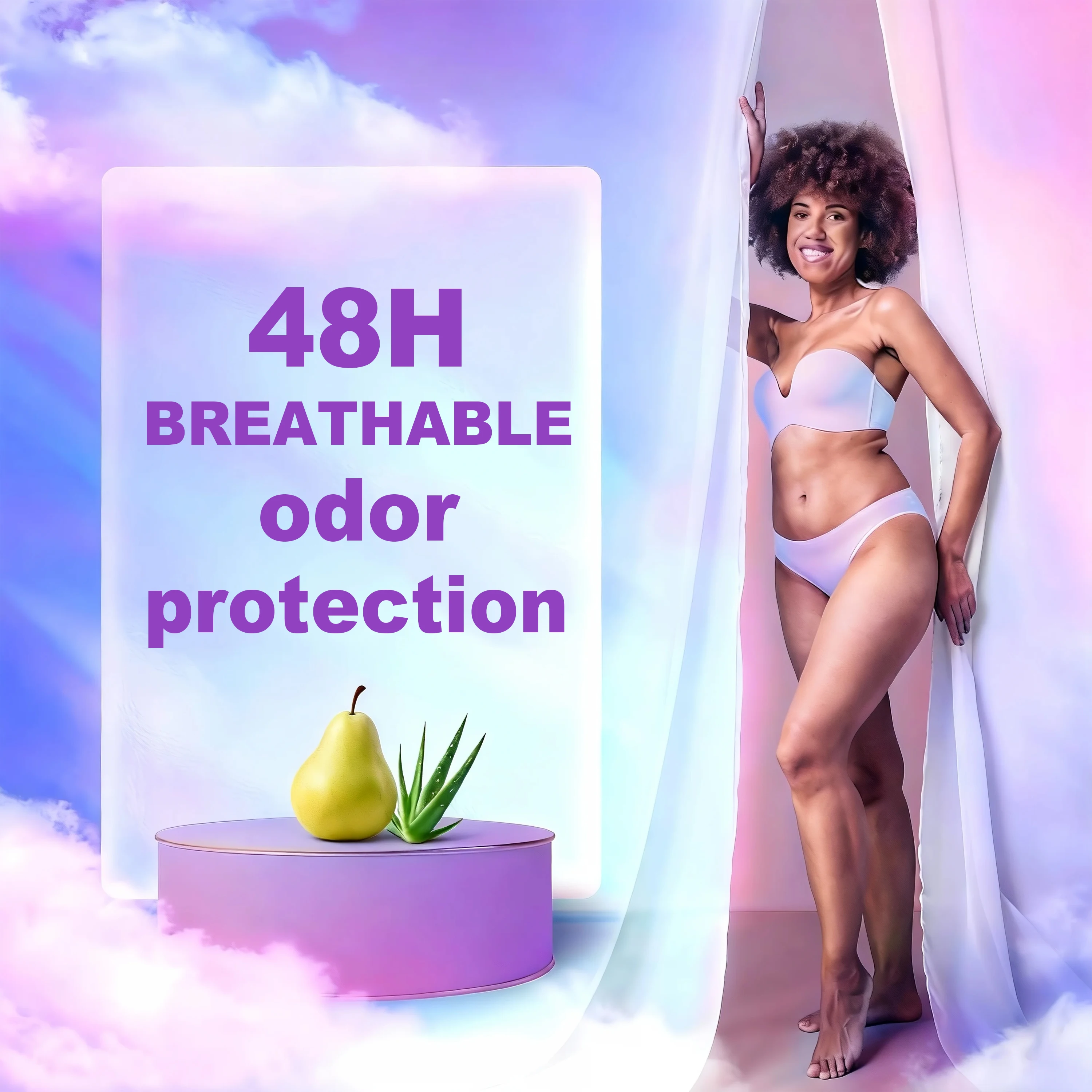 عصا مزيل العرق من الكمثرى والصبار الخالية من الألومنيوم (63 جم) - حماية من الروائح طوال اليوم لمدة 48 ساعة، رائحة حصرية للسيدات، تركيبة لطيفة للبشرة