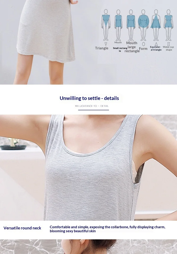 1 40 Momme Modal Sommer-Midikleid für Damen Ärmelloses Locker Sitzendes Tanktop-Kleid Lässiges Layering-Slip-Kleid – Detail 12