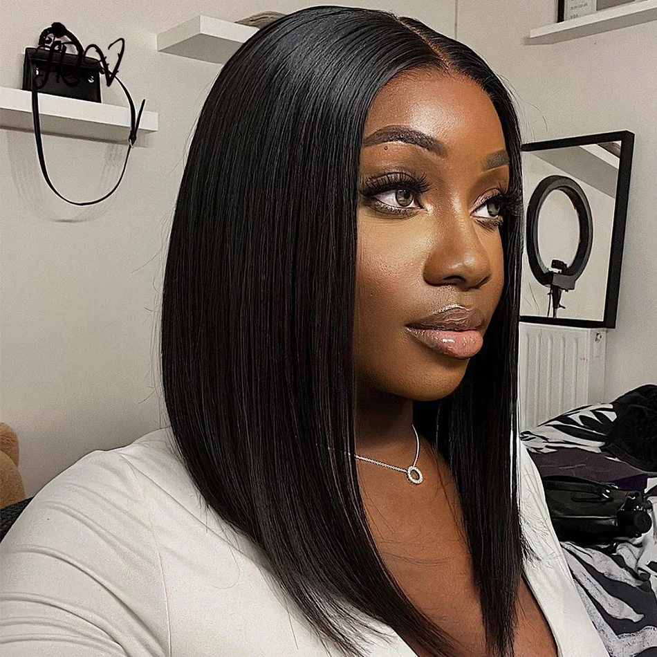 

Ready To Wear Glueless Wig Straight Short Bob Wig Pre Cut Lace Preplucked Human Hair Wigs 13x4 Full Lace Frontal Wigs For Women