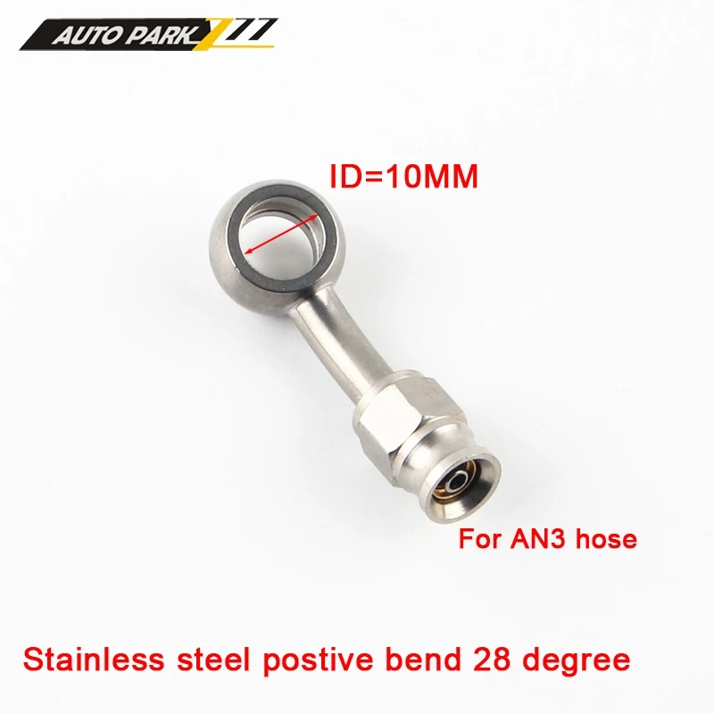 AN3 10mm Stainless Steel Banjo Eye Brake PTFE Hose Fitting/Hose Ends Adapter For Car Auto Motorcycle 0 Degree/28 Degree